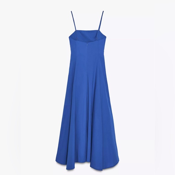 NWT ZARA BLUE ASYMMETRIC POPLIN MIDI DRESS SIZE XS - Picture 5 of 6